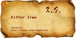 Kiffer Irma névjegykártya